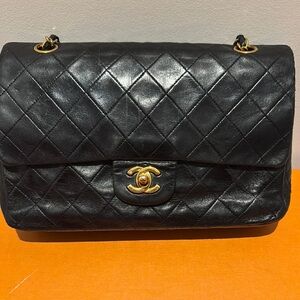 Vintage Chanel Black Double Flap Quilted Leather Bag- SOLD